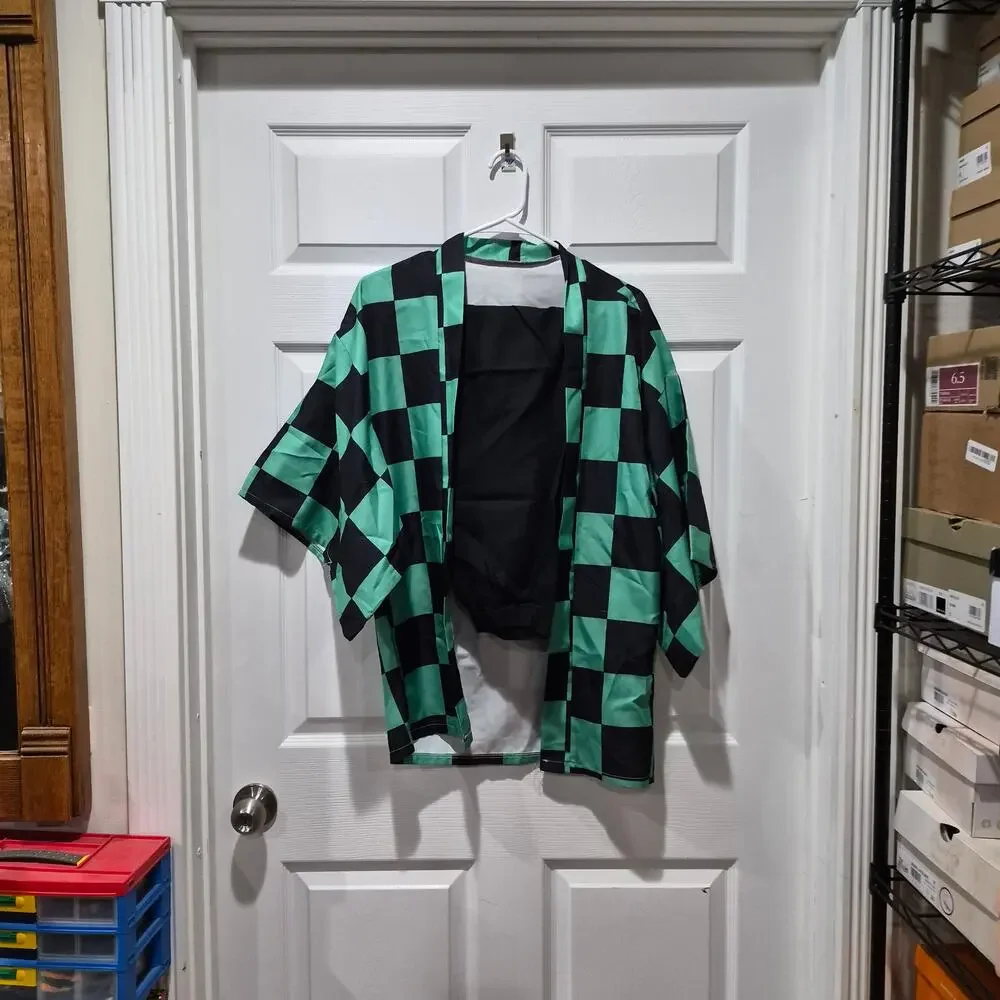 Demon Slayer Tanjiro Costume Black Cosplay kids halloween Child Boys Size SMALL